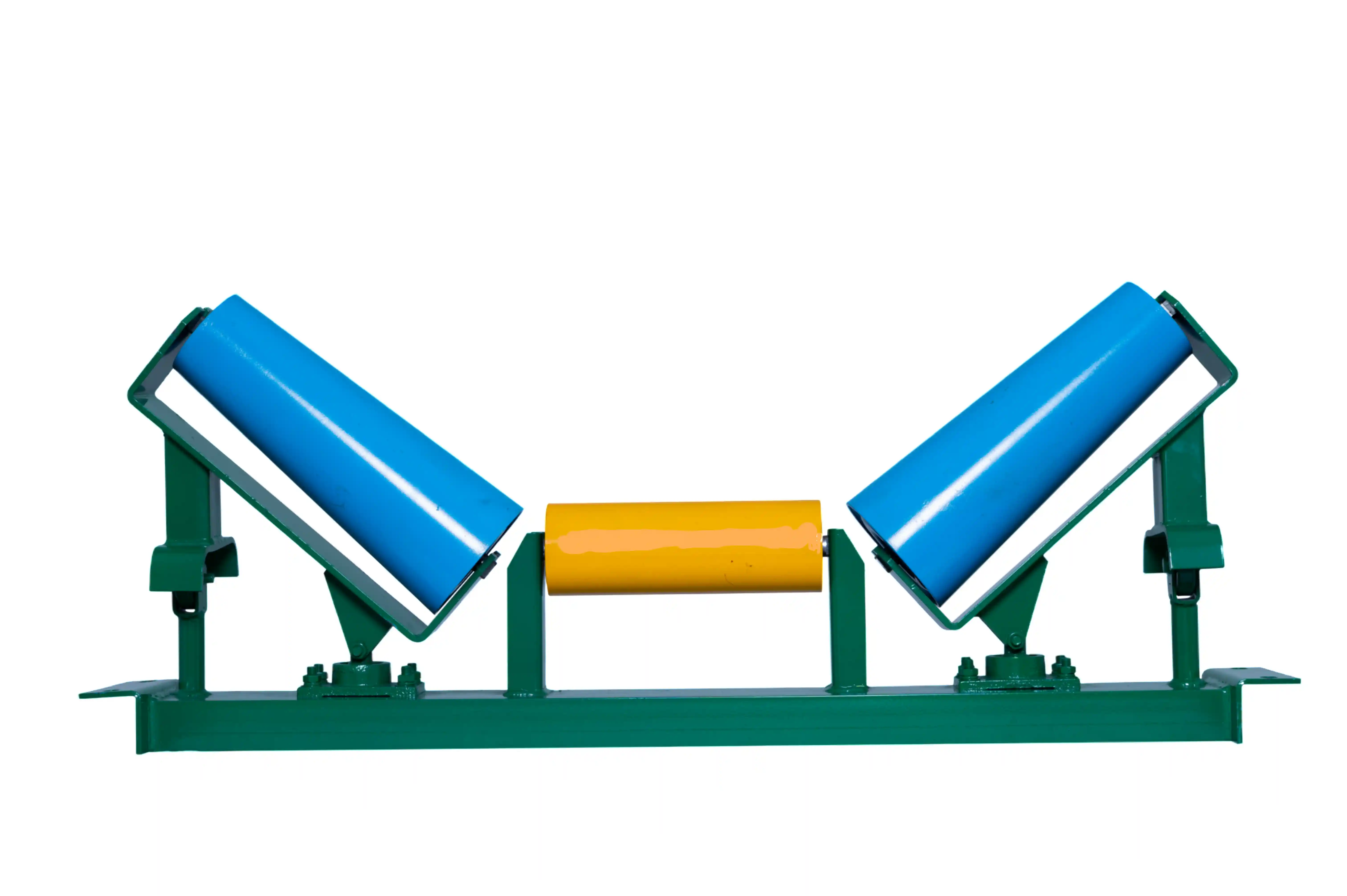 Self-aligning taper idlers for conveyor system